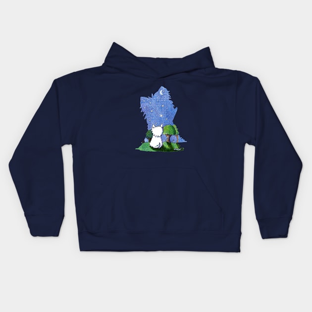 Starry Sky Westie Dog Kids Hoodie by KiniArt